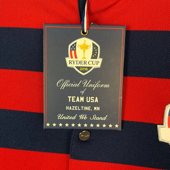 NWT RLX Ralph Lauren 2016 RYDER CUP WOMEN’S SZ SMALL SHIRT STRIPED NAVY RED USA - Picture 9 of 13